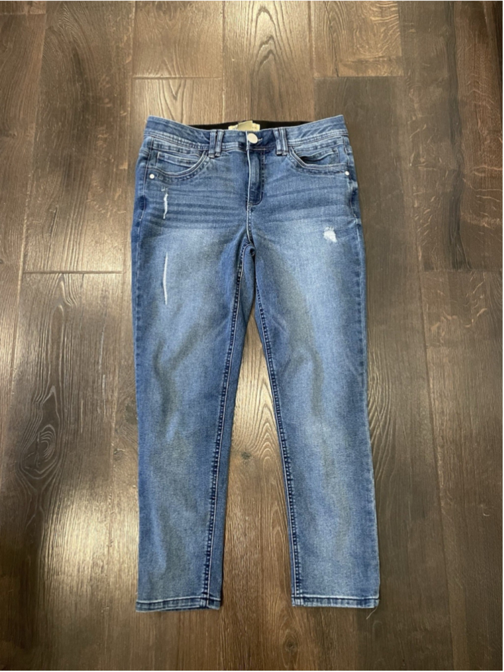 Democracy "Ab" solution Distressed Skinny Denim Blue Jeans, Women's Size 10